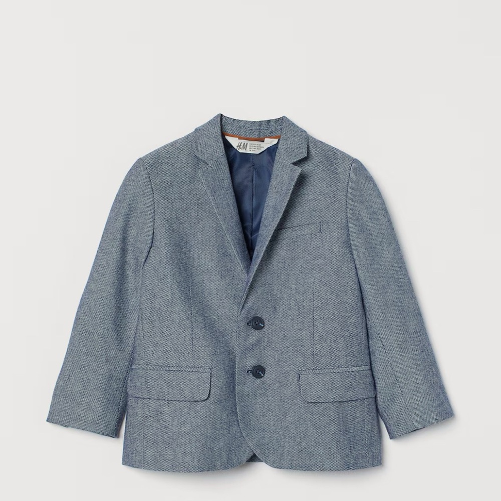 Kids Cotton Blazer - Navy Blue Melange 7-8